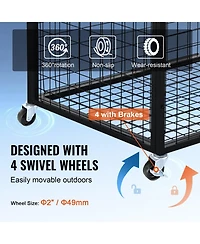Mecale Rolling Sports Ball Storage Cart with Double Lid, Steel Equipment Organizer for Garage and Gym