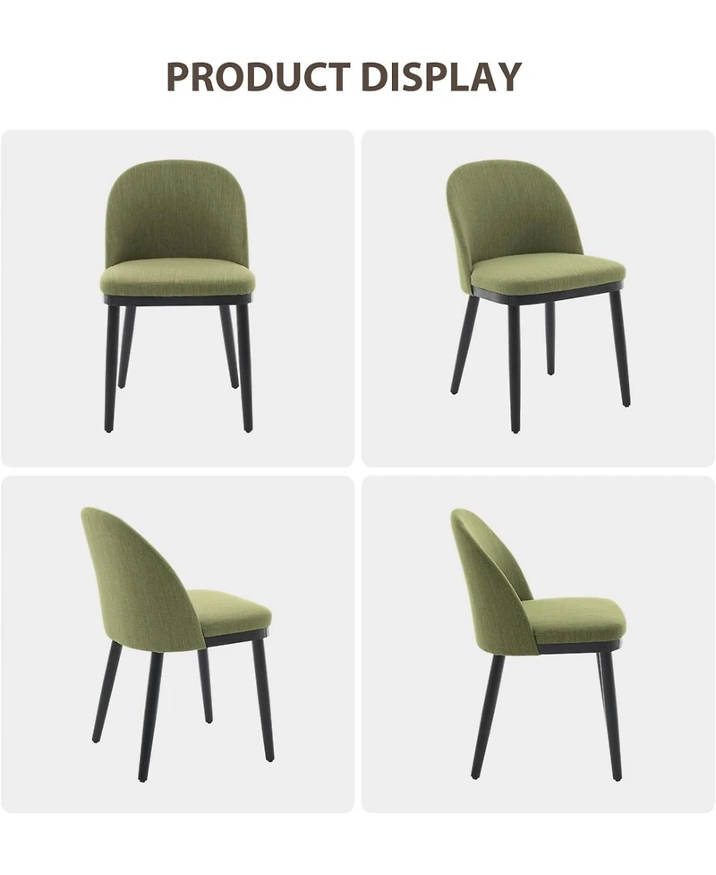 gaomon Linen Dining Chairs Upholstered Chairs with Curved Back and Wood Frame