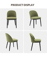 gaomon Linen Dining Chairs Upholstered Chairs with Curved Back and Wood Frame