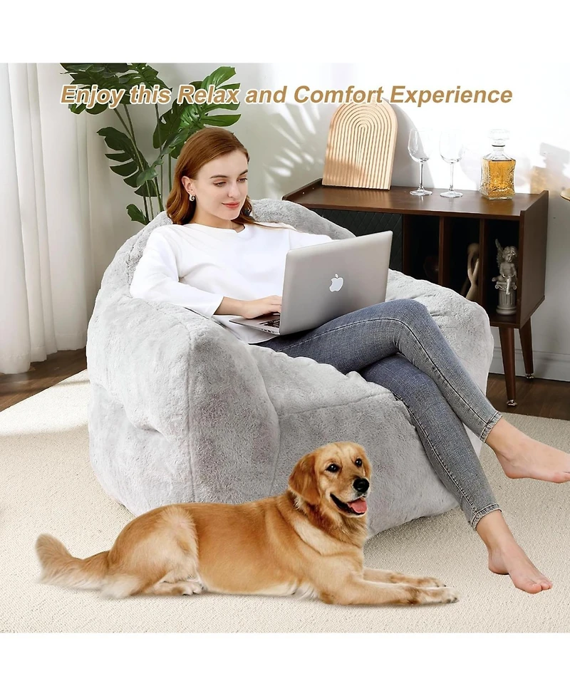 gaomon 39" Bean Bag Chair with Armrests, High-Density Foam Floor Sofa for Adults and Kids