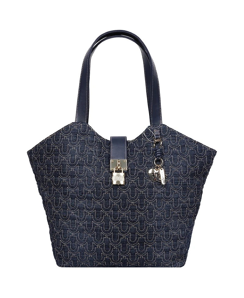 True Religion Horseshoe Denim Charm Tote