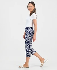 Jm Collection Petite Lush Print Rivet-Waist Capri Pants, Macy's Exclusive