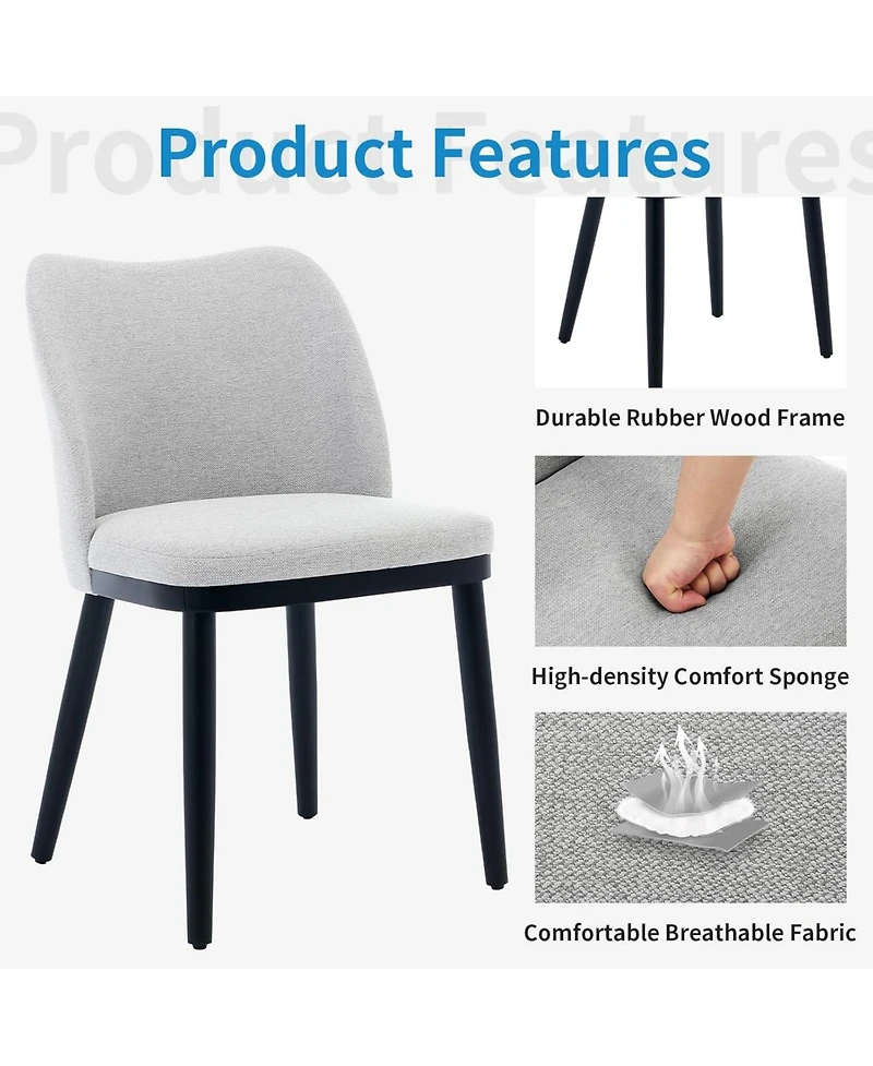 gaomon Dining Chairs Set of 6,Upholstered Dining Room Side Chairs,Chair for Dining with Padded Seat and Wood Legs,Modern Dining Chair for Restaurant