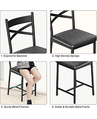 gaomon Bar Stools Set of 4,Upholstered Kitchen Barstools with Footrest and Back,Pu Leather Counter Height Thick Cusion,Bar Charis