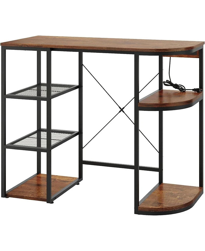 gaomon 46.9in Mini Fridge Stand with Storage Shelf, 6-Tier Microwave Stand & Coffee Bar Organizer with 4 Power Outlet and Air Switch