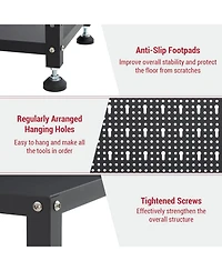 gaomon Heavy Duty Garage Workbench with Pegboard,32" Adjustable Garage Workbench with Tool Organizer,Industrial Metal Work Table with Shelves