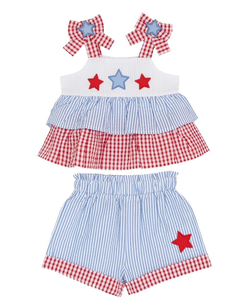 Rare Editions Baby Girls' Sleeveless Top and Elastic Waistband Shorts, 2-Piece Set
