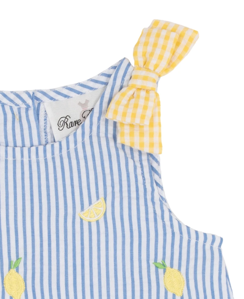 Rare Editions Baby Girls' Striped Seersucker Top and Elastic Waistband Shorts, 2-Piece Set