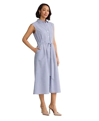 Jones New York Women's Sleeveless Collared Cotton Shirtdress