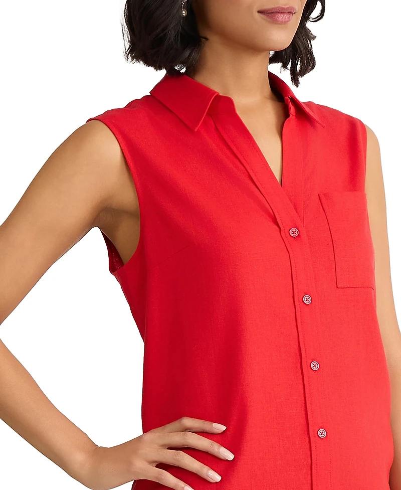 Jones New York Women's Sleeveless Collared Button Front Shirt