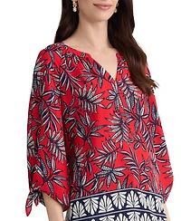 Jones New York Women's 3/4-Length Sleeve V-Neck Polyester Blouse