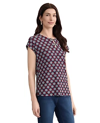 Jones New York Women's Round Neck Printed Jersey Top