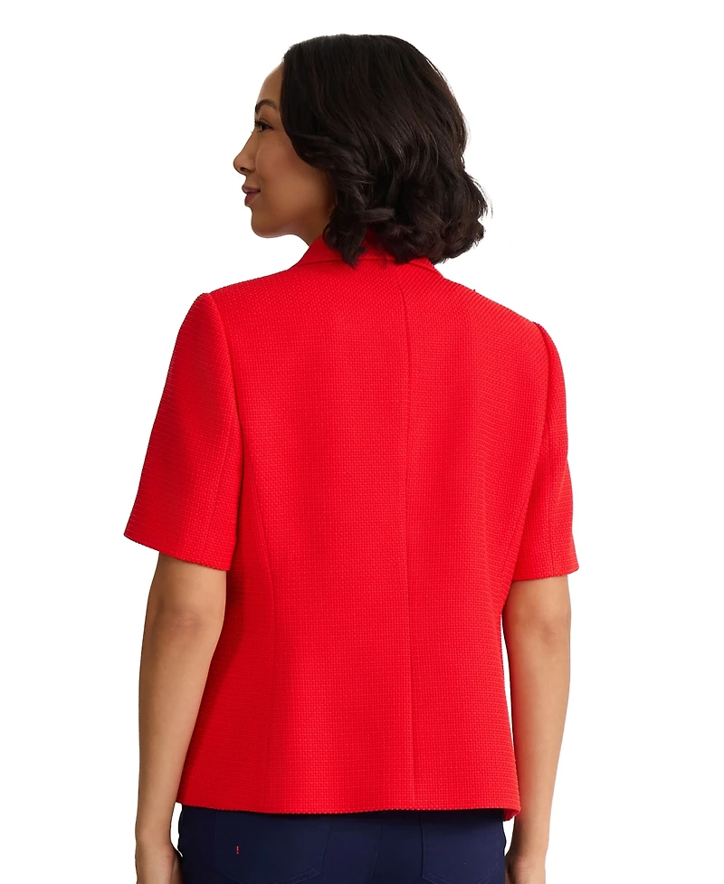 Jones New York Women's Short-Sleeve Notch Collar Polyester Blazer