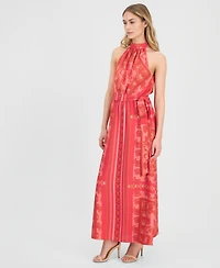 Anne Klein Women's Printed Halter-Neck Maxi Dress