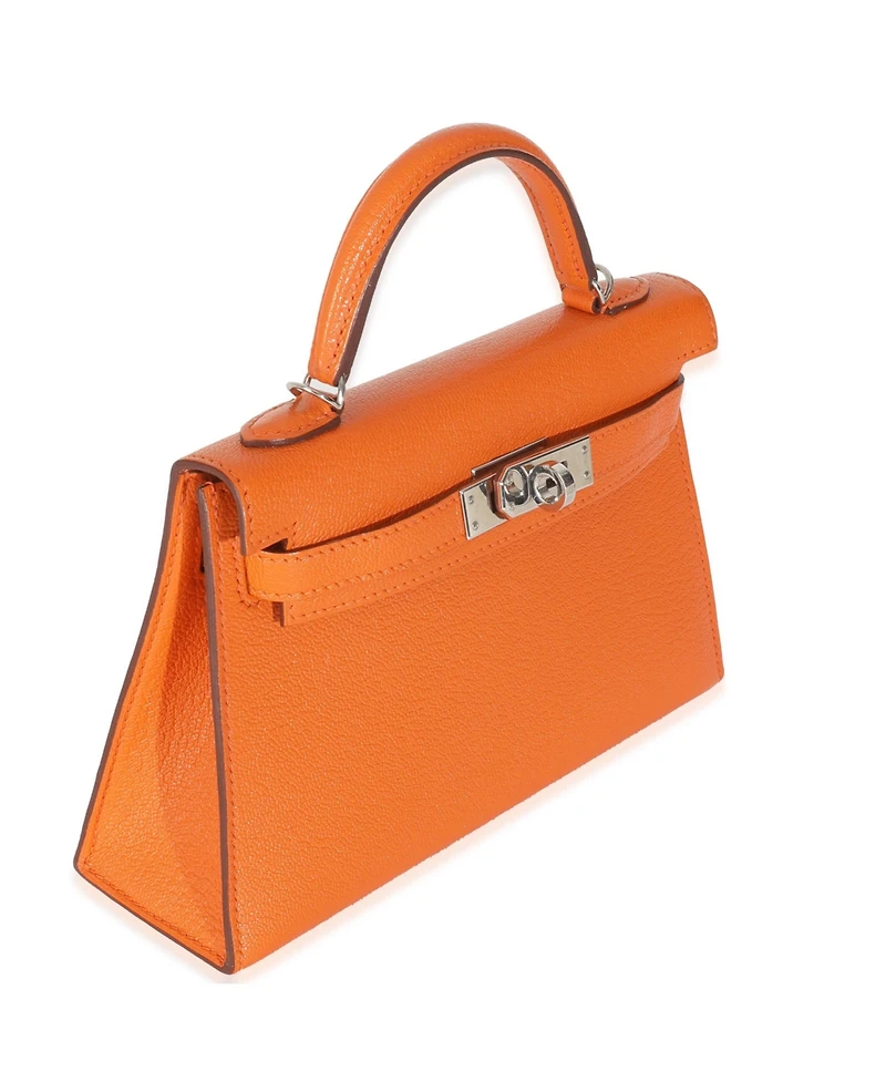 Pre-Owned Hermes Feu Terre Battue Verso Mysore Chevre Sellier Mini Kelly 20 Ii Phw