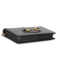 Pre-Owned Gucci Black Azalea Calfskin Horsebit 1955 Wallet On Chain