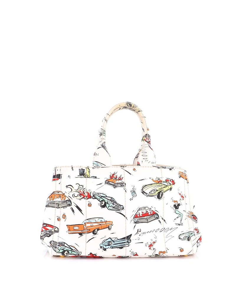 Pre-Owned Prada Medium Canapa Convertible Tote Printed Canvas