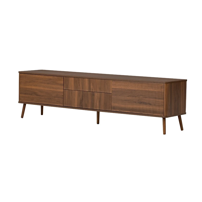 sumyeg 70 inch Fluted Storage Cabinet with Tv Stand Drawers with Cable Management, Solid Wood Legs, Soft-Close Hinges