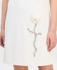 Anne Klein Women's Rose-Detail Mock-Neck Swing Dress