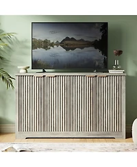 gaomon Fluted Buffet Sideboard Cabinet with Storage,2/4 Doors & Adjustable Shelf,Handle,Spacious Tabletop,Modern Wood Coffee Bar Console Table