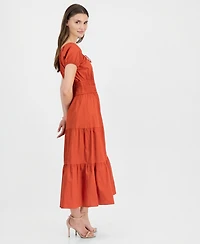 Anne Klein Women's Square-Neck Smocked Tiered Midi Dress