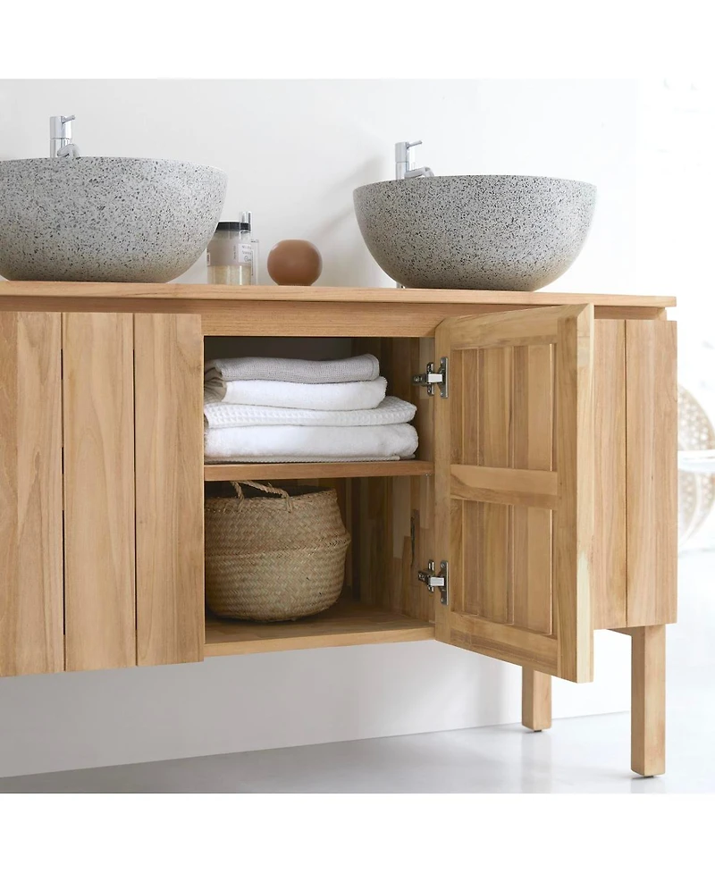 Tikamoon Jill teak vanity unit 120