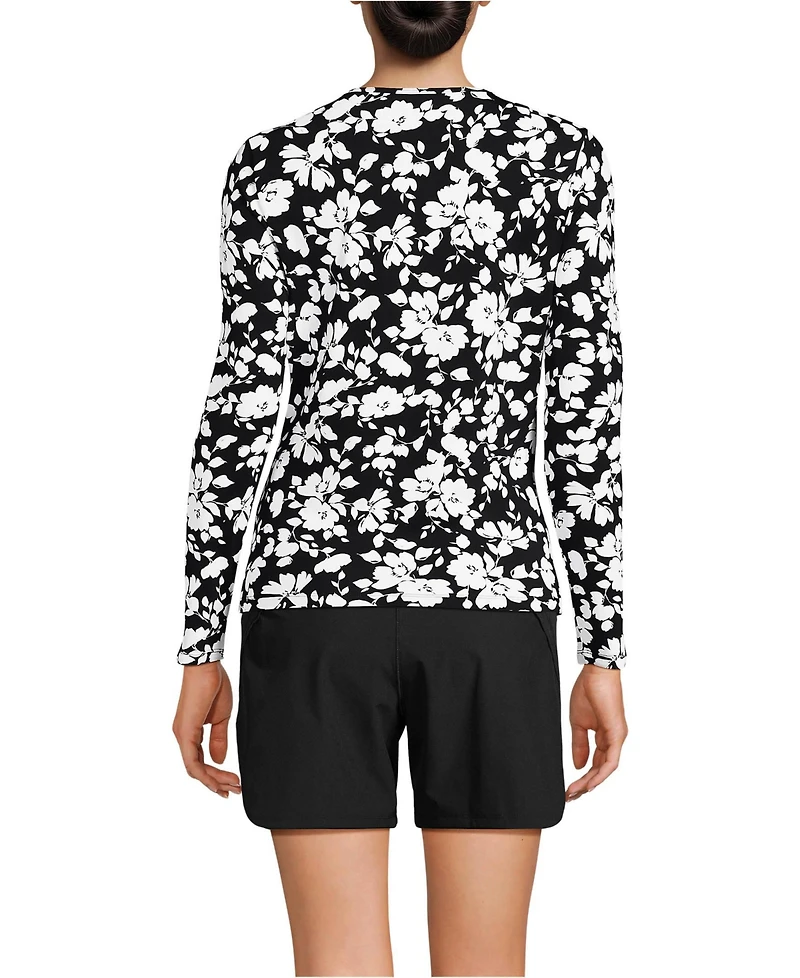 Lands' End Women's SunShade Upf 50 Long Sleeve Rash Guard Swim Tee