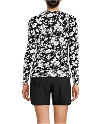 Lands' End Women's SunShade Upf 50 Long Sleeve Rash Guard Swim Tee
