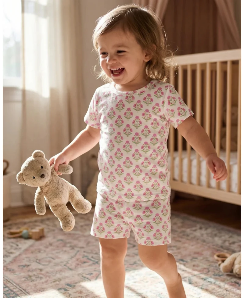 Motette Baby Girls Pink Posy Pajama Set