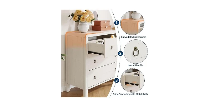 gaomon 3 Drawer Dresser for Bedroom, Chest of Drawers, Closet Dresser Storage Cabinet Organizer
