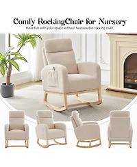 gaomon Upholstered Nursery Glider Rocking Chair with Wood Base