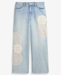 On 34th Women's Crochet Medallion High-Rise Wide-Leg Cropped Jeans, Macy's Exclusive