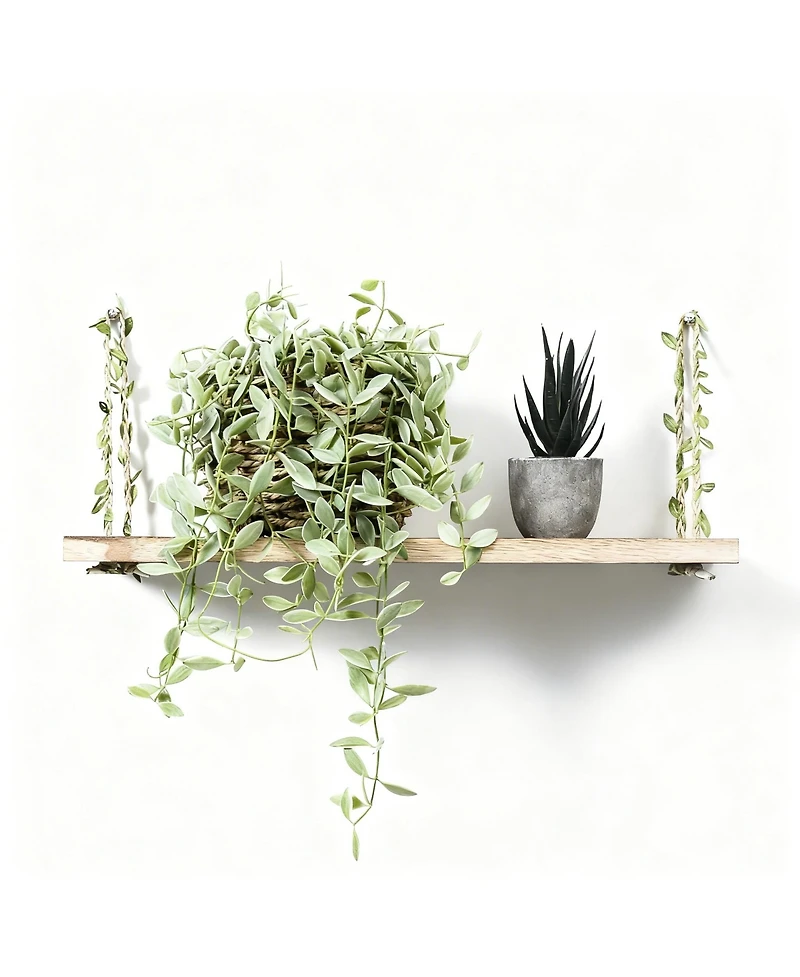 Yigii Leaf Rope Hanging Floating Shelves Wall Swing Storage