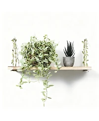 Yigii Leaf Rope Hanging Floating Shelves Wall Swing Storage