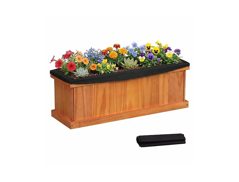 Slickblue Solid Fir Wood Raised Garden Bed with Liner & Drainage