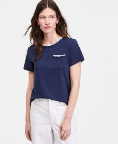 On 34th Womens Blanket Stitch Pocket T Shirt Macys Exclusive