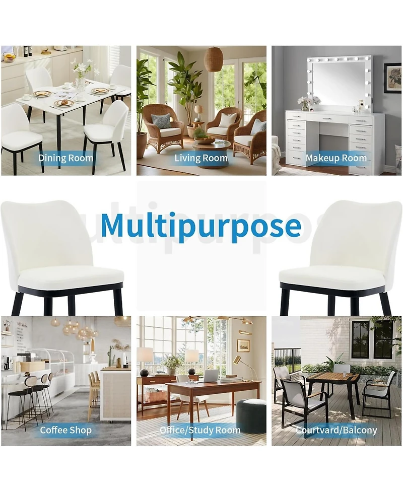 gaomon Linen Dining Chairs Set of 2, Upholstered Side Chairs with Padded Seat & Wood Legs