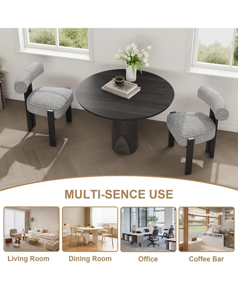 gaomon Boucle Dining Chairs Set of 6, Upholstered Kitchen Chairs with Curved Back & Wood Legs.