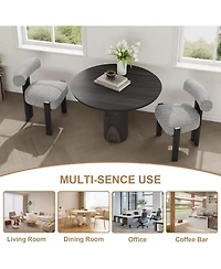 gaomon Boucle Dining Chairs Set of 6, Upholstered Kitchen Chairs with Curved Back & Wood Legs.