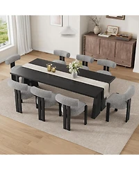 gaomon Boucle Dining Chairs Set of 8, Upholstered Kitchen Chairs with Curved Back & Wood Legs