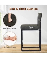 gaomon Counter Height Bar Stools Set of 3, Pu Leather with Black Metal Frame