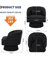 gaomon Teddy Fabric Modern Swivel Barrel Accent Chair