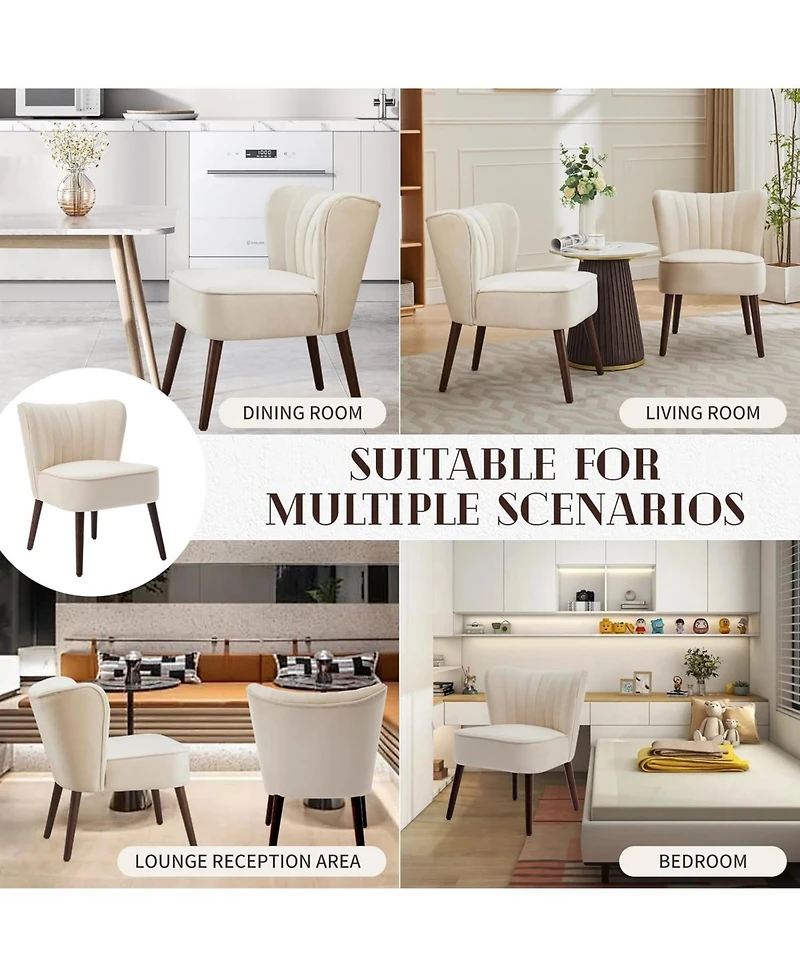 gaomon Modern Velvet Accent Chair with Wood Legs