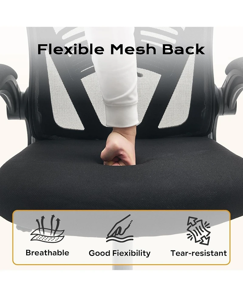 gaomon Ergonomic Office Chair,Computer Desk Chair Comfy with Flip-Up Armrests,High Back Mesh Desk Chair with Wheels,Comfortable Armchair for Home