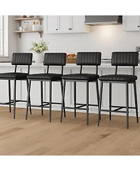 gaomon Bar Stools Set of 4, Counter Height Chairs with Back & Footrest, Thick Cushion & Metal Legs