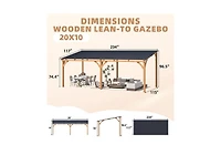 Aecojoy Outdoor Wooden Gazebo, Patio Lean to Hardtop Pergolas and Gazebos