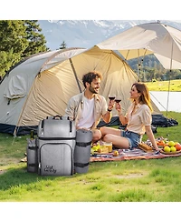 Mecale 4-Person Picnic Backpack with Insulated Cooler, Blanket and Tableware Set