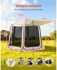 Mecale 10 x 9.2 Ft Pop-Up Screen House Tent with Awning for 4-8 People