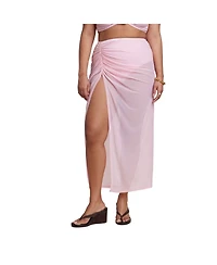 Eloquii Plus Mesh Maxi Asym Skirt Coverup