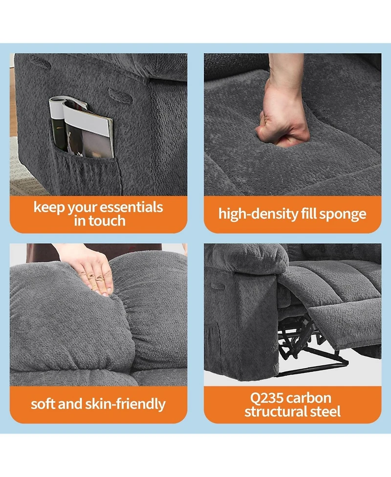 gaomon Electric Rocking Recliner Chair with 360degree(s) Swivel - High Back Glider, Upholstered Teddy Fabric Single Sofa for Living Room and Nursery